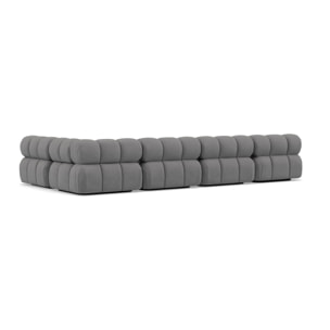 Ruby - canapé panoramique modulable d'angle droit 7 places en velours texturé - Gris