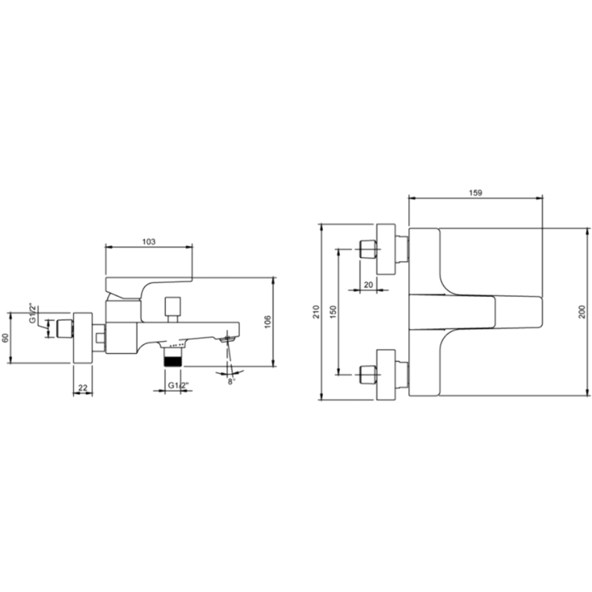 Mitigeur bain douche mécanique Architectura Square Or brossé
