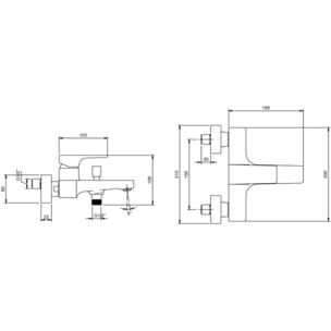 Mitigeur bain douche mécanique Architectura Square Or brossé