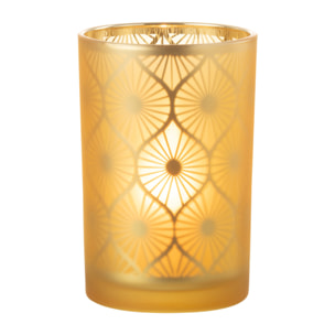 J-Line photophore Losange Fleurs - verre - jaune - large