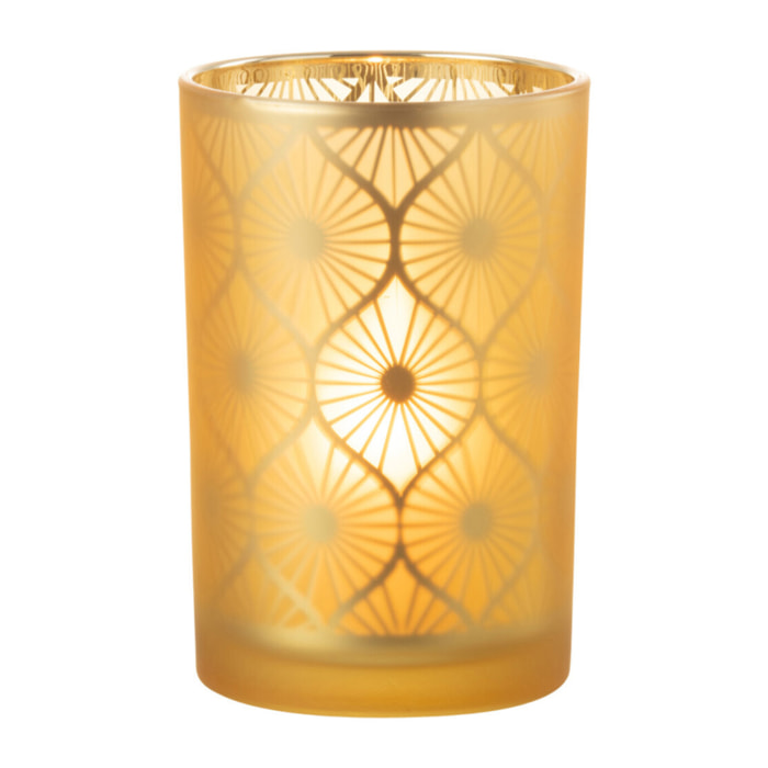 J-Line photophore Losange Fleurs - verre - jaune - large
