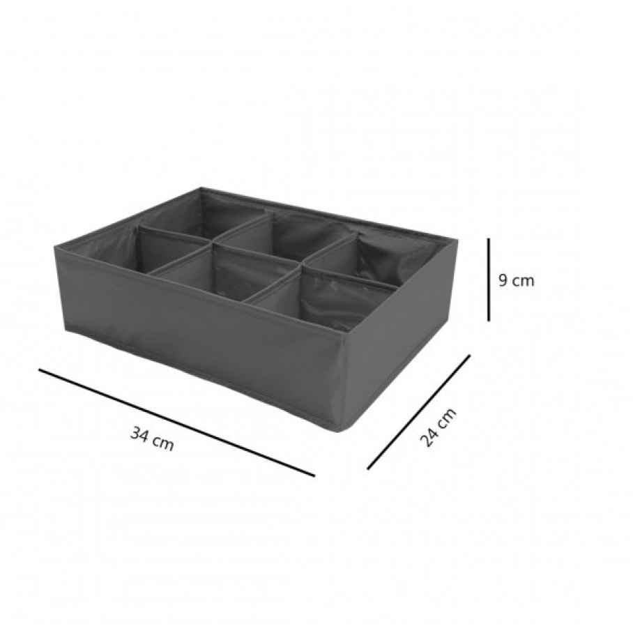 Lot de 4 organisateurs de rangement 6 cases en nylon - 2 coloris - SPACE