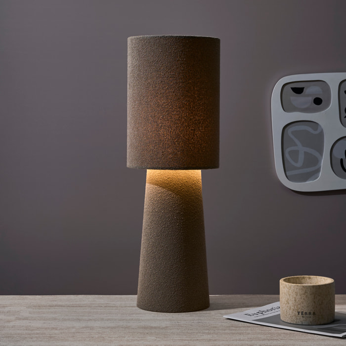 Lampe - HOME DECO FACTORY - Velours - Taupe - Gris