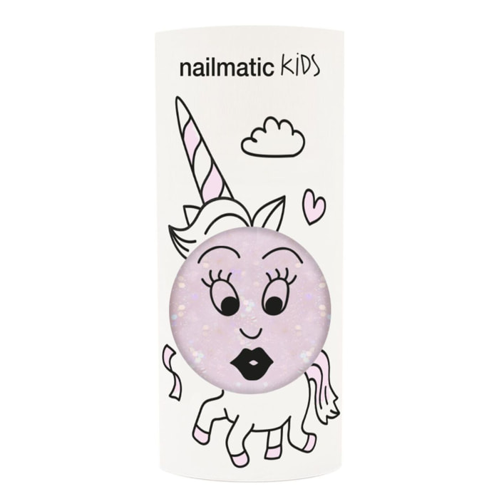 Polly - Vernis Enfant Formulé à Base d'Eau - Rose Transparent Paillettes 8 ml