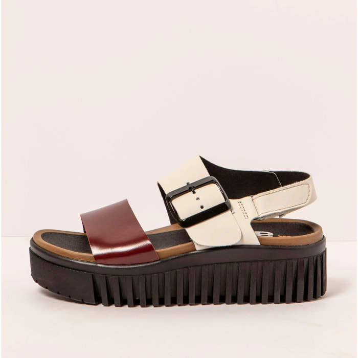 Sandalia de cuña 1578 MULTI CREAM-BURDEOS/BRIGHTON color Cream-burdeos