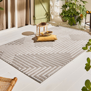 Tapis Loopin 338 gris - Motif en relief - Indoor & Outdoor