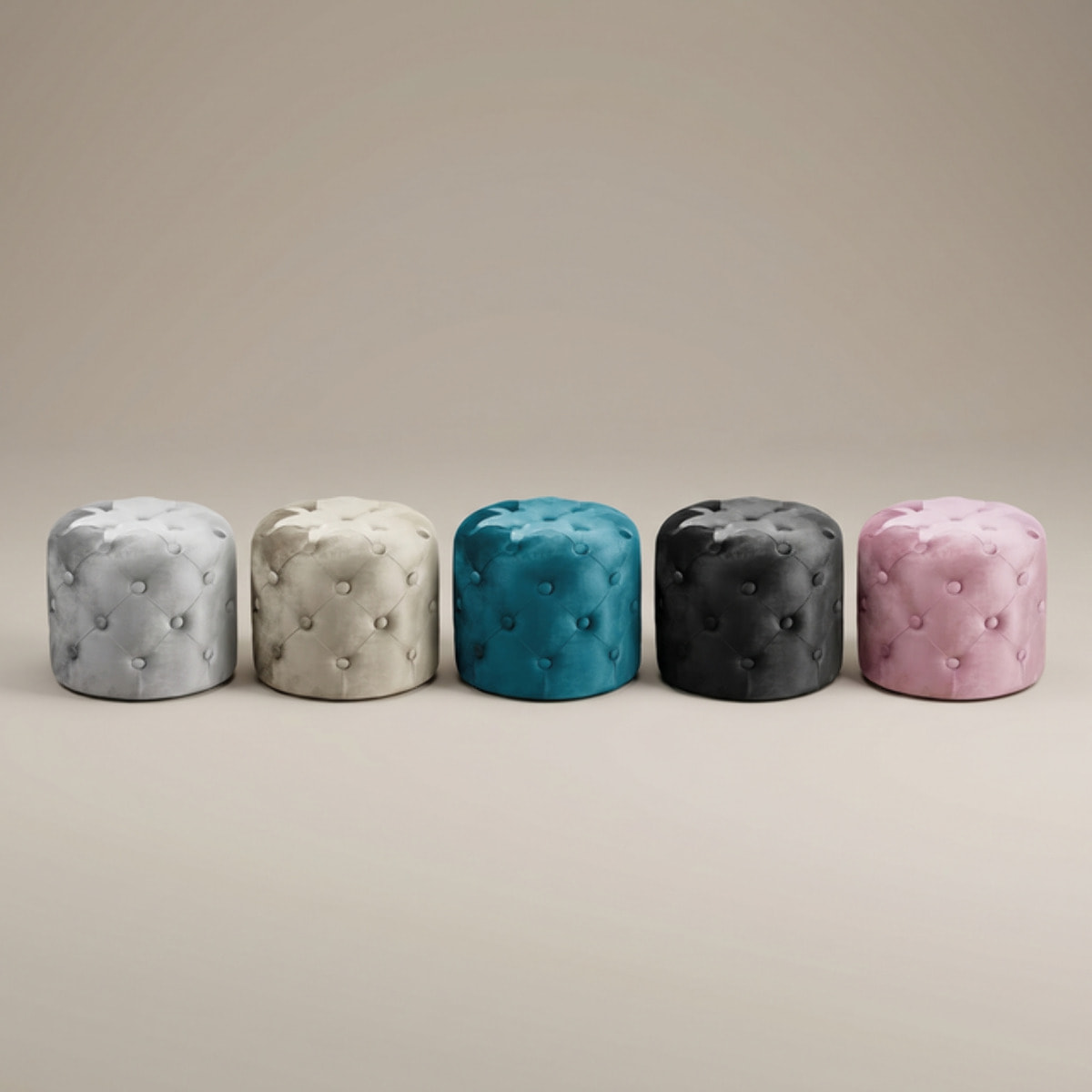 Pouf Poggiapiedi in Velluto Capitonné, Pouf Contenitore Design Moderno, Seduta Imbottita Multiuso per Soggiorno Camera da Letto Living, Complemento d’Arredo Elegante Stile Contemporaneo