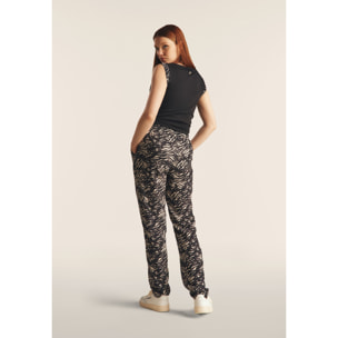Pantaloni regular fit in viscosa animalier con gamba dritta