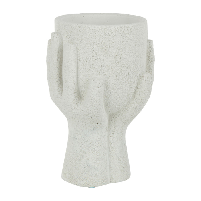 J-Line cache-pot Mains - ciment - blanc - small - 2 pièces - Ø 11 cm