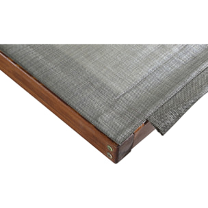 Transat en bois et toile PVC gris olive ACATE