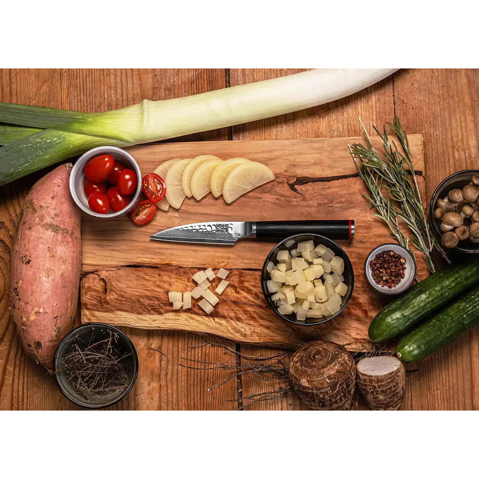 Couteau d'Office | Lame 90 mm | Acier Inoxydable Japonais Damas