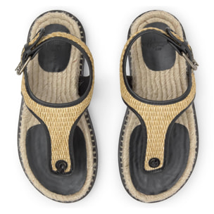 Sandalia de dedo Tamesis en rafia trenzada con suela de yute y goma