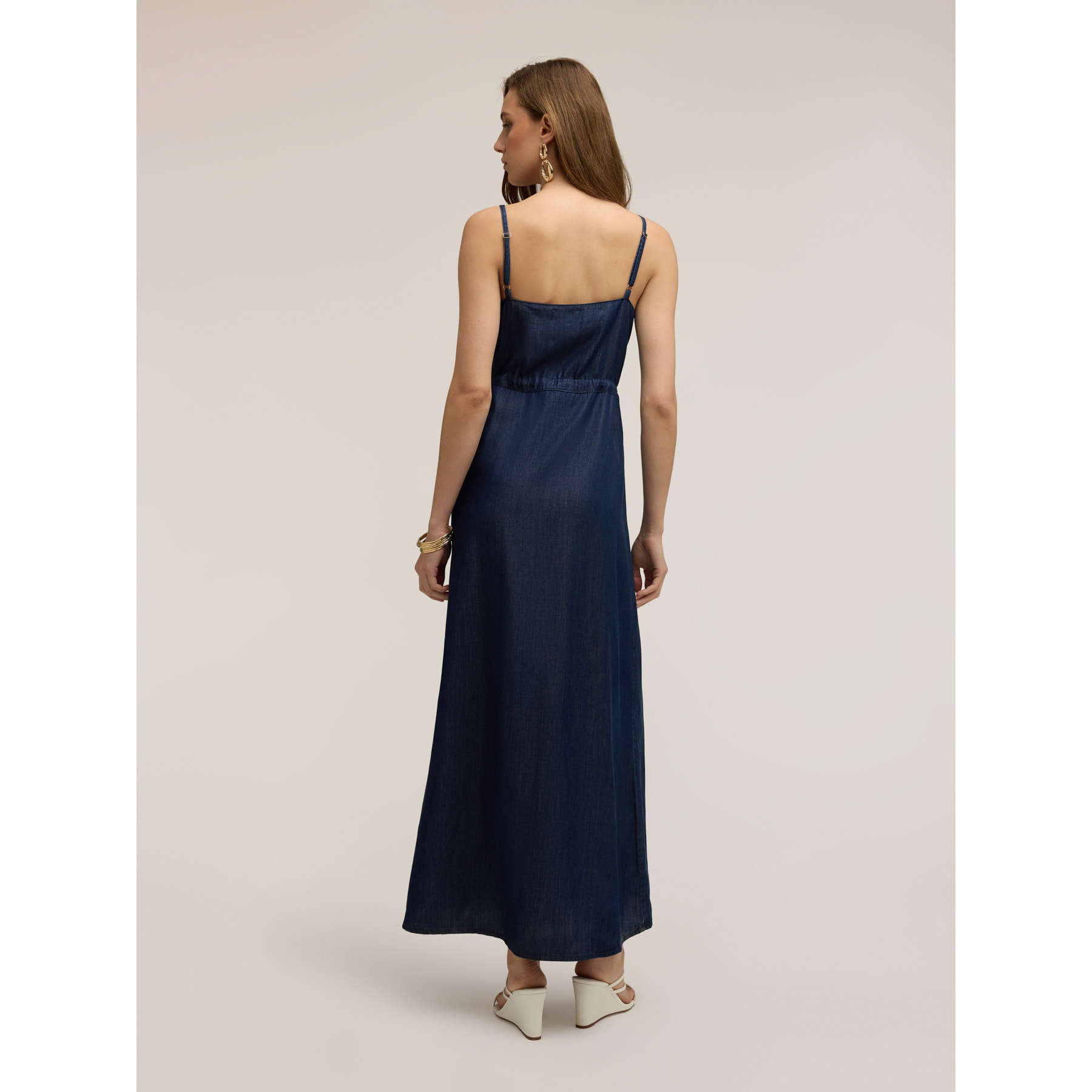 Motivi - Vestido largo en denim lyocell - Azul