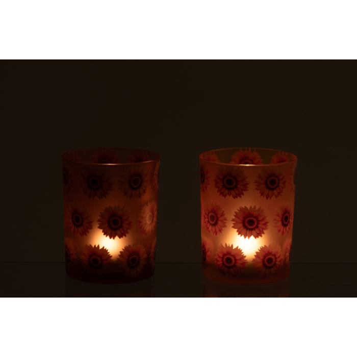 J-Line Photophore Tournesol - verre - orange foncé/orange clair - medium - 2 pièces
