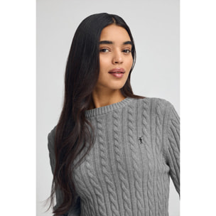 Maglione grigio vigorè a girocollo in misto lana con ricamo Rigby Go