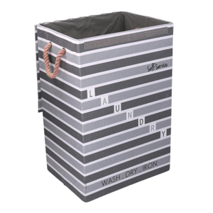 Cestone in tessuto laundry grigio con coperchio cm40x30h60
