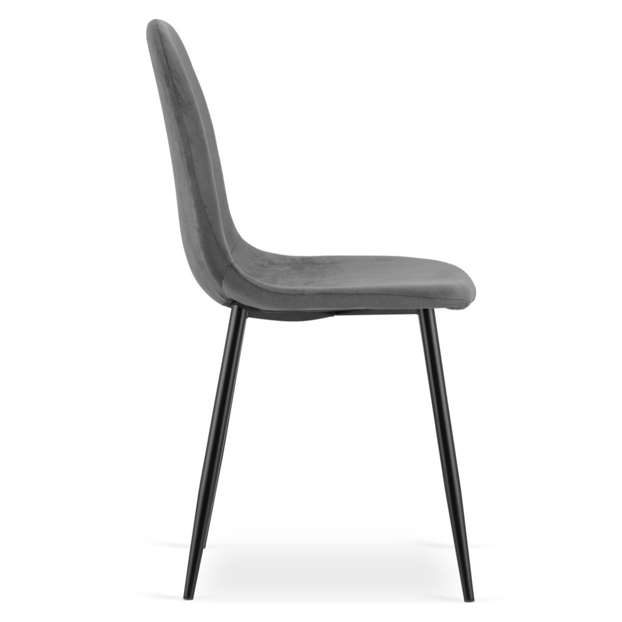 Sedia Padva in velluto grigio scuro con gambe nere