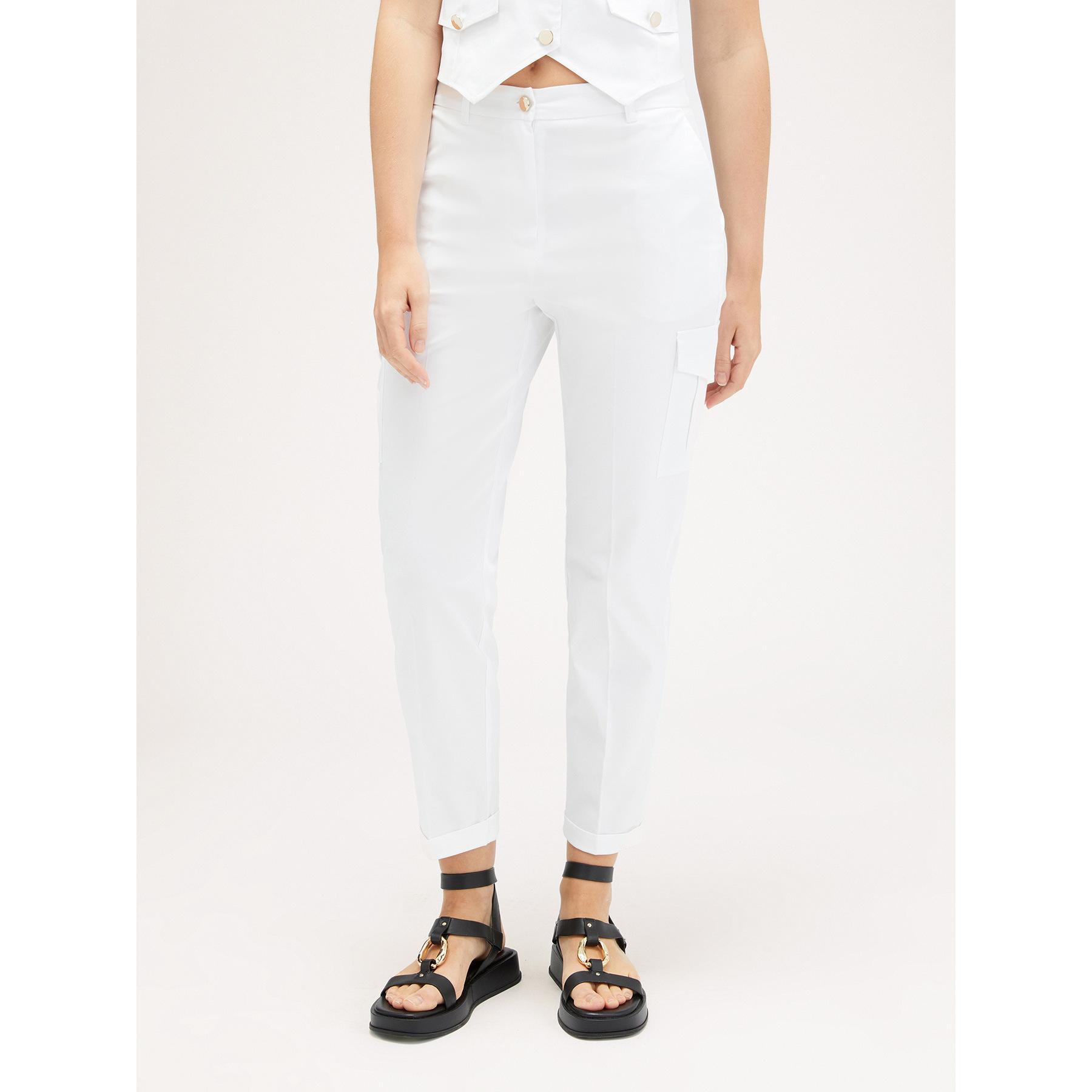 Motivi - Pantalones cargo con pinza planchada - Blanco