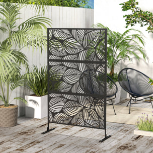 Panneau brise vue décoratif paravent extérieur motif végétal métal noir