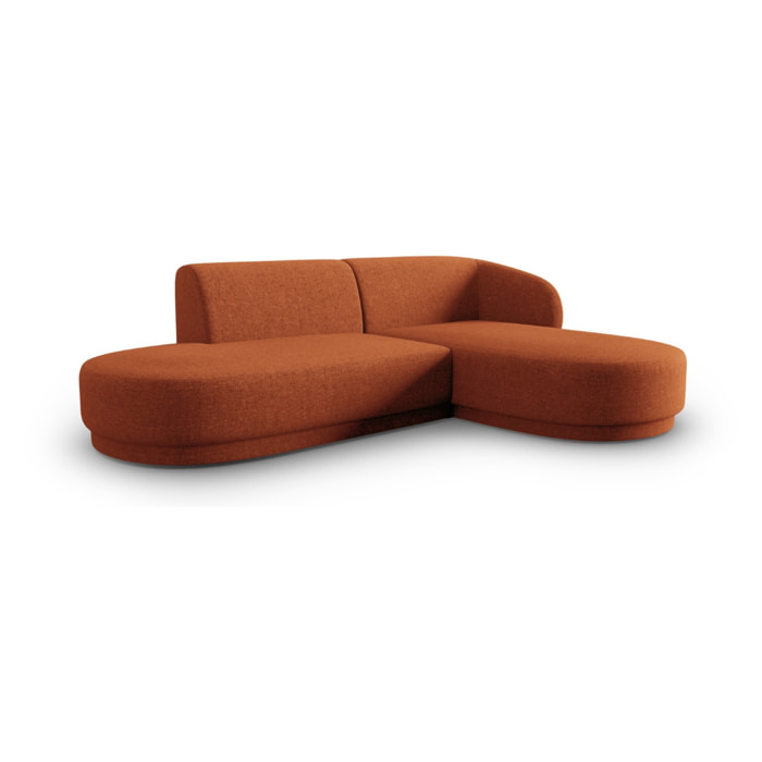 Canapé d'angle droit modulable "Lionel" 4 places en chenille mélange terracotta