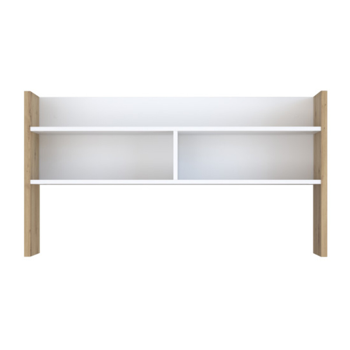 Sur-meuble de bureau avec rangements blanc, effet chêne - L 110 CM - KIARA