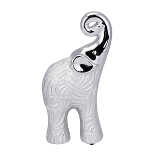 Figura Elefante Ceramica Plateada 13x7x25 Cm