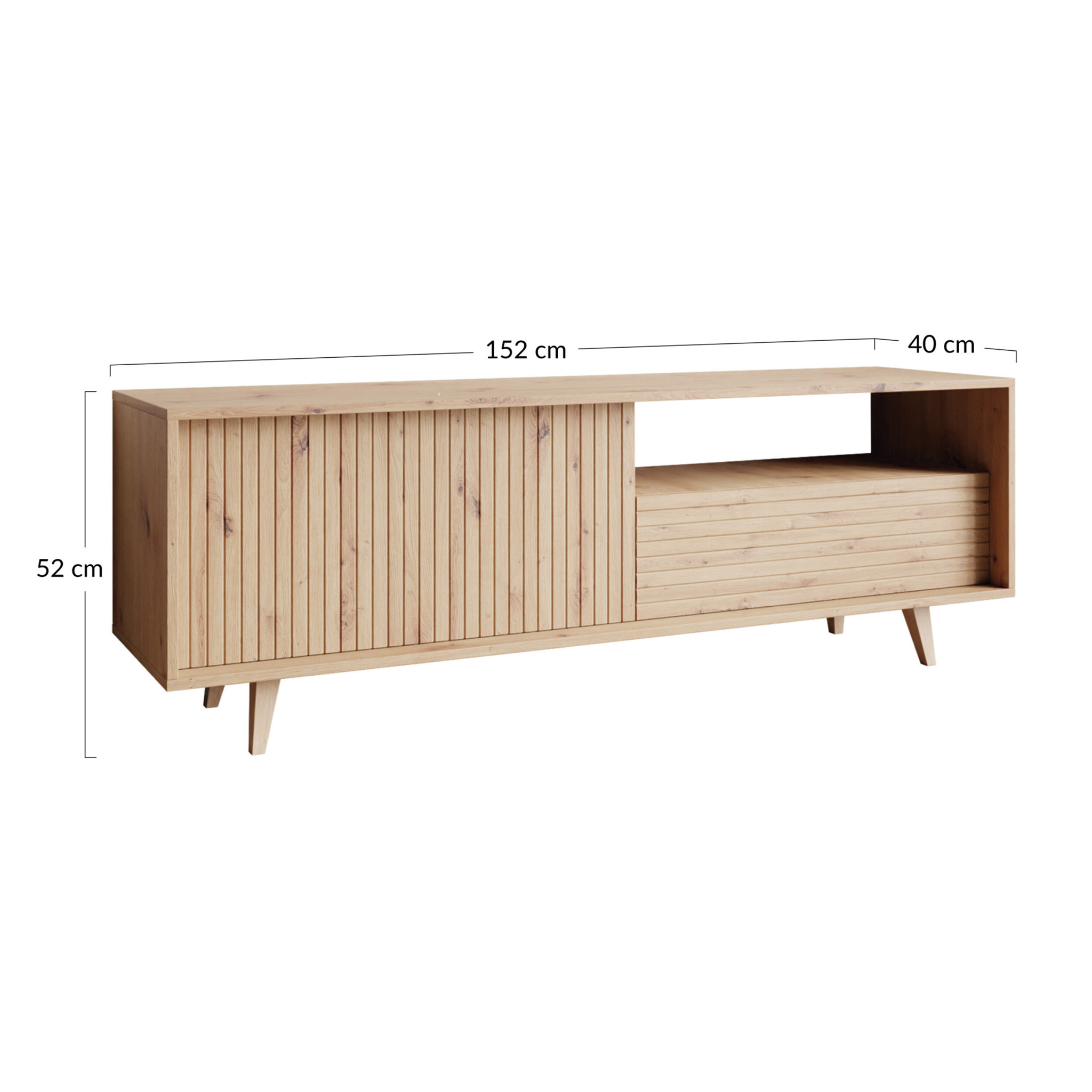 Diego - meuble TV - effet bois - 2 portes et 1 niche - 152 cm - Bois