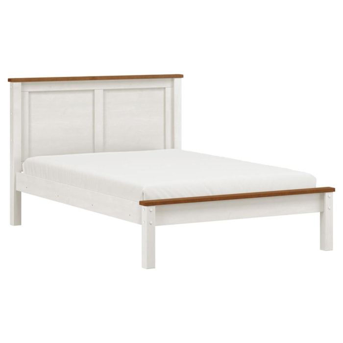 Letto matrimoniale alla francese 140x190 cm in legno bianco/noce