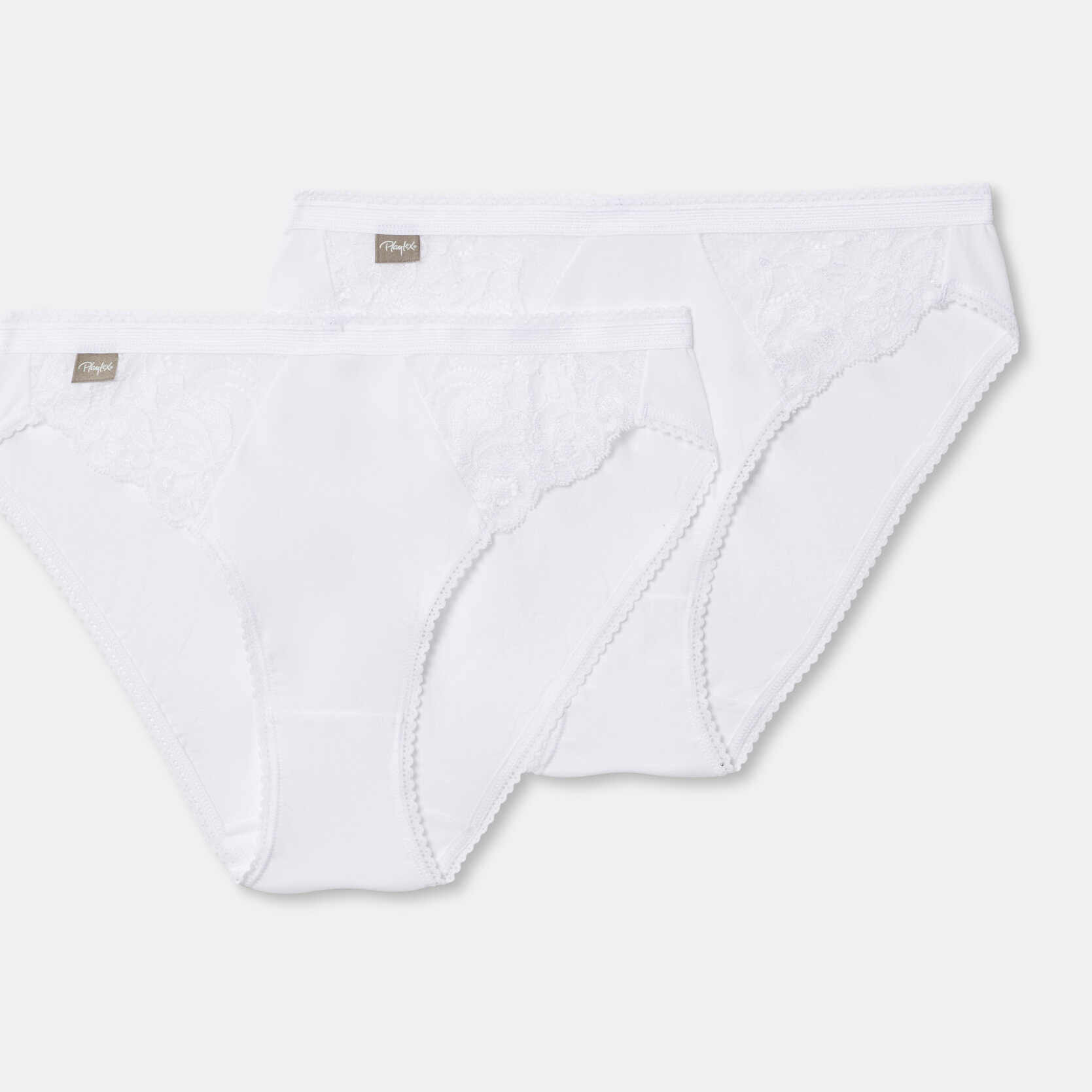 Pack de dos bragas bikini de algodón elástico con encaje