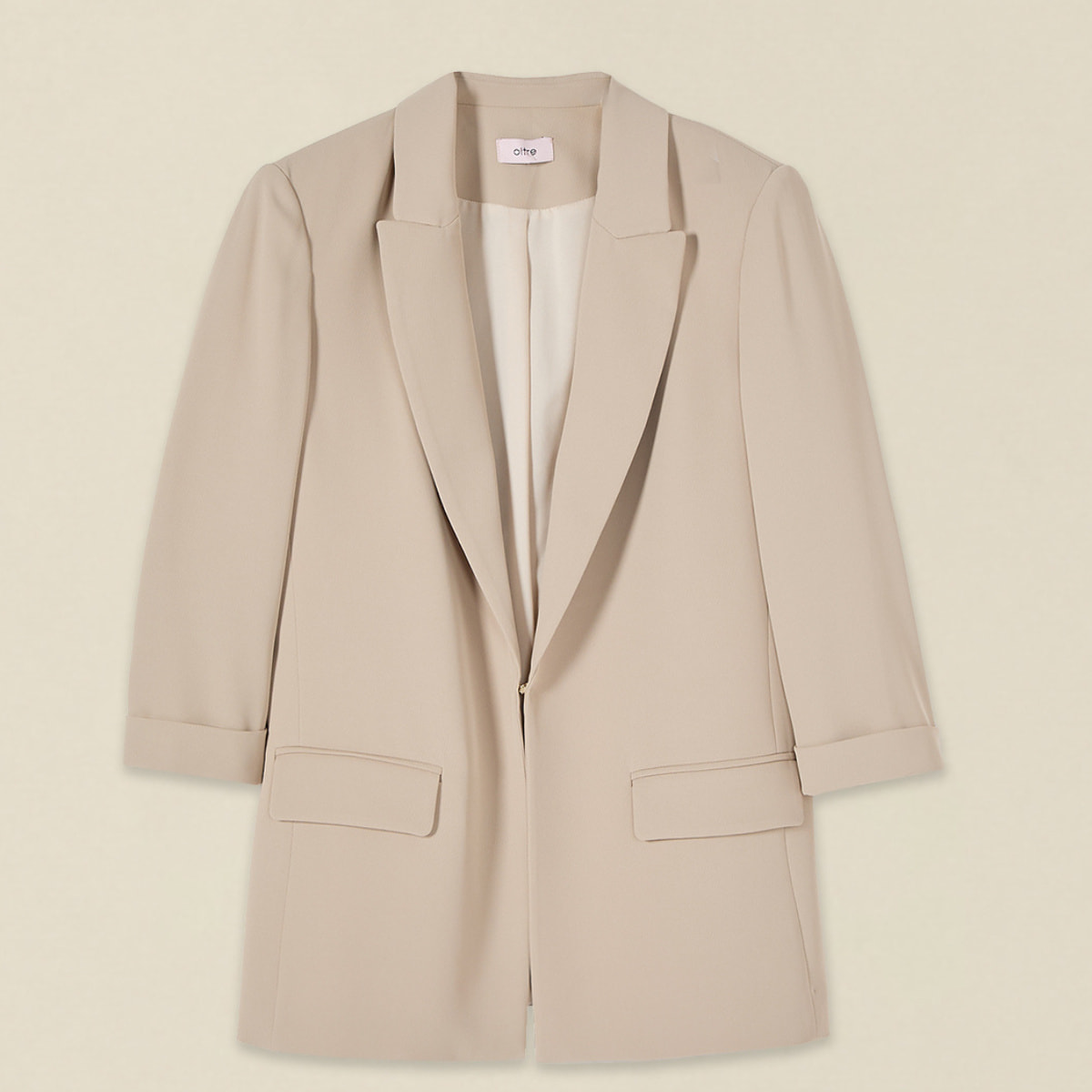 Oltre - Blazer recto con mangas de tres cuartos - Beige