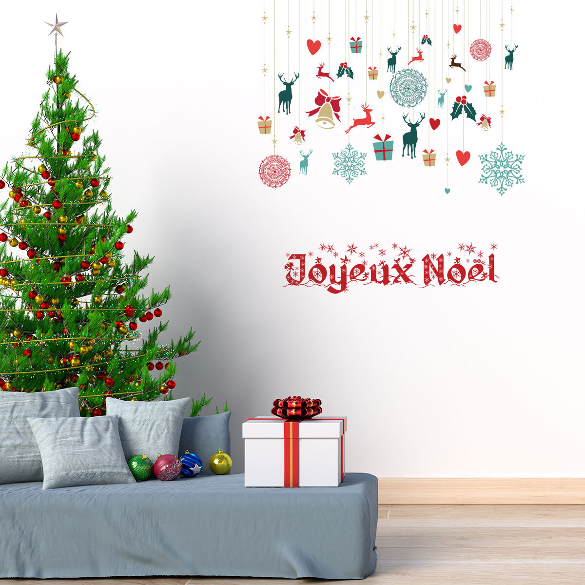 Sticker Noël décoration joyeux noël - Autocollants stickers adhésifs noël - décoration fêtes
