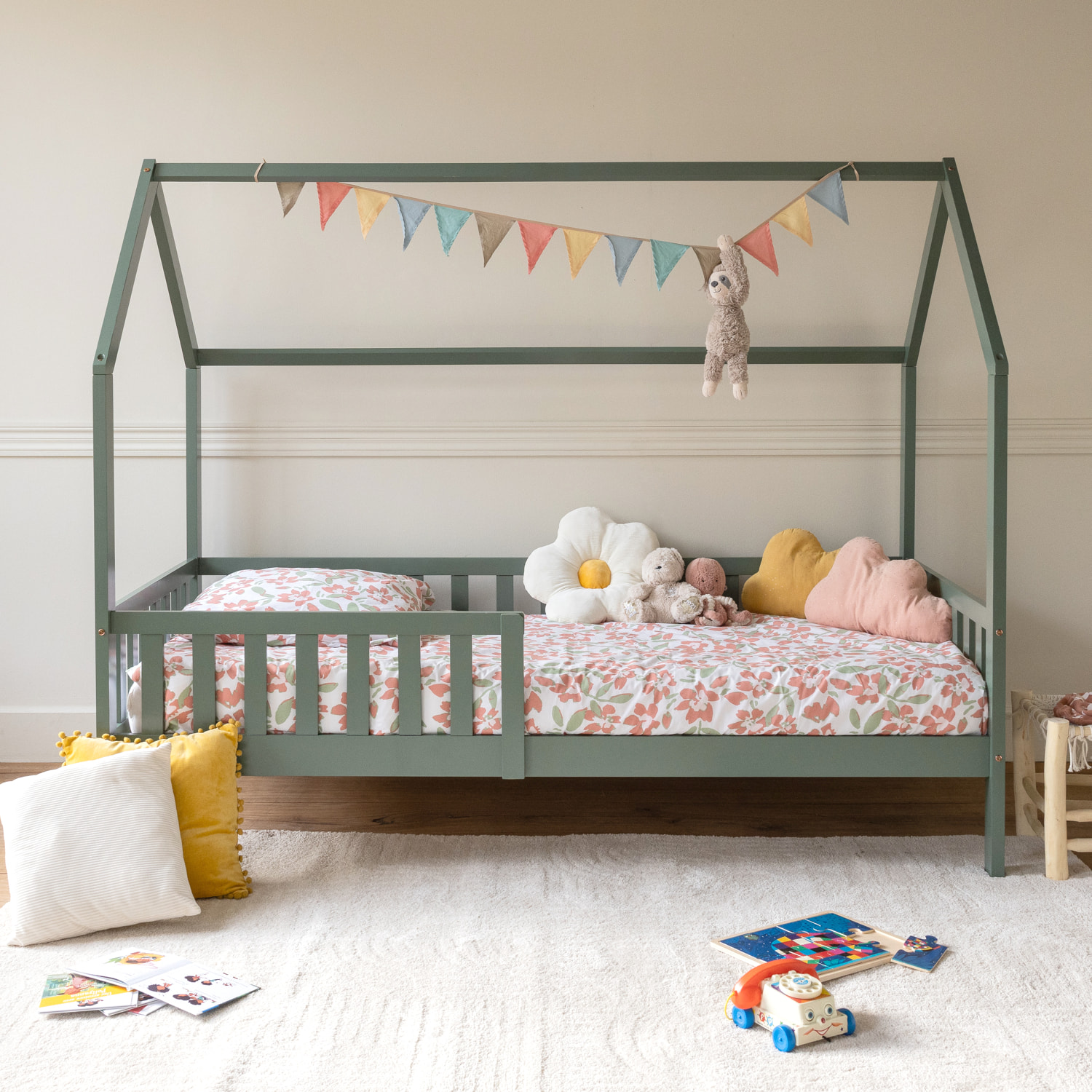 Lit cabane pour enfant 190x90cm vert MARCEAU