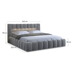 Cleo - lit coffre avec led - 140x200 cm - sommier inclus - en velours - Rose