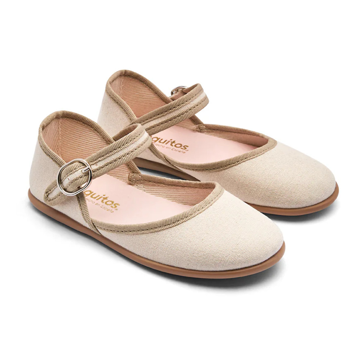 Bailarinas Niña Lona Hebilla Beige