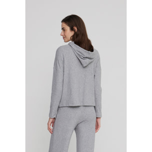 Completo loungewear donna linda in maglina a coste con zip Noidinotte