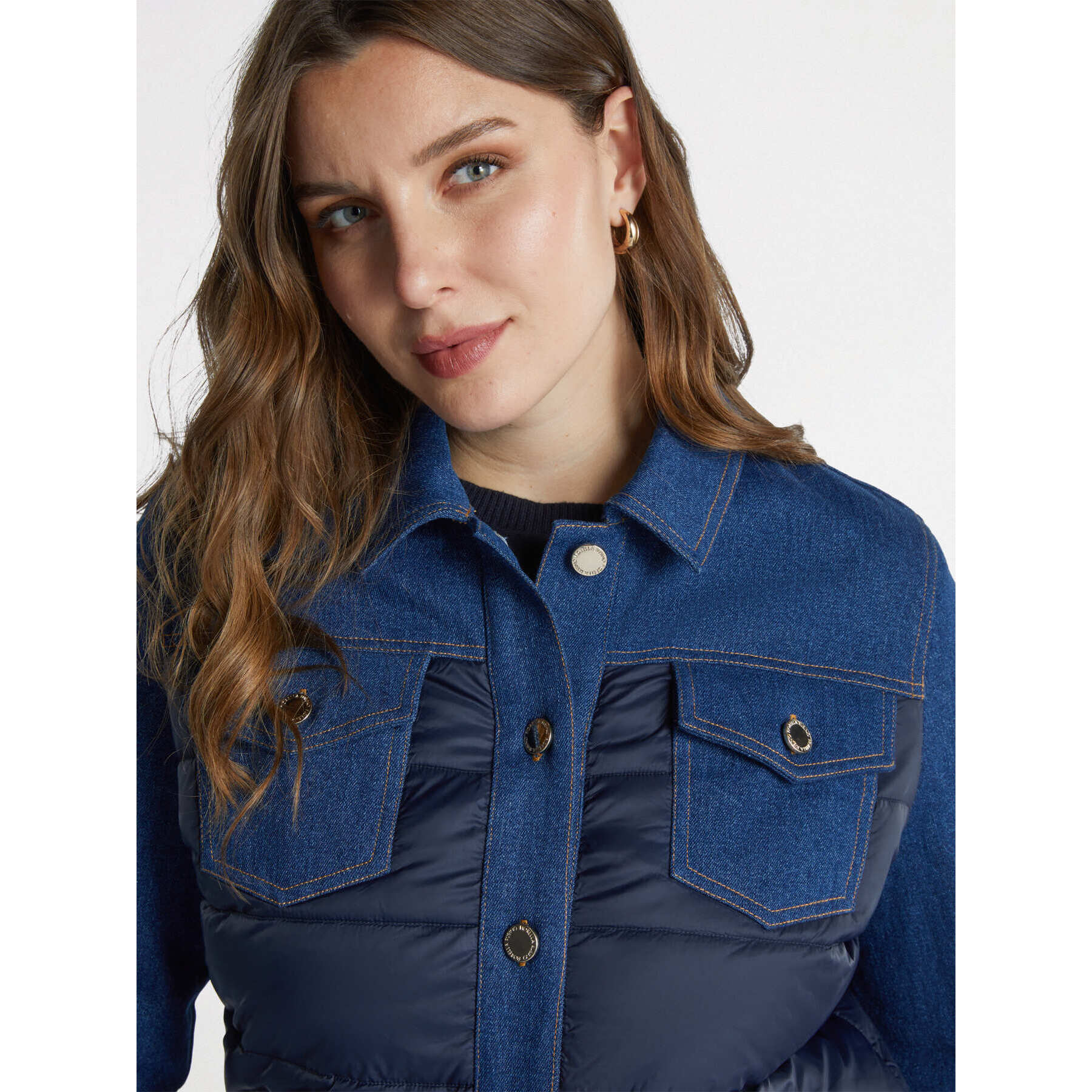 Fiorella Rubino - Giubbotto bimaterico con imbottitura in Sorona® Aura - Blu