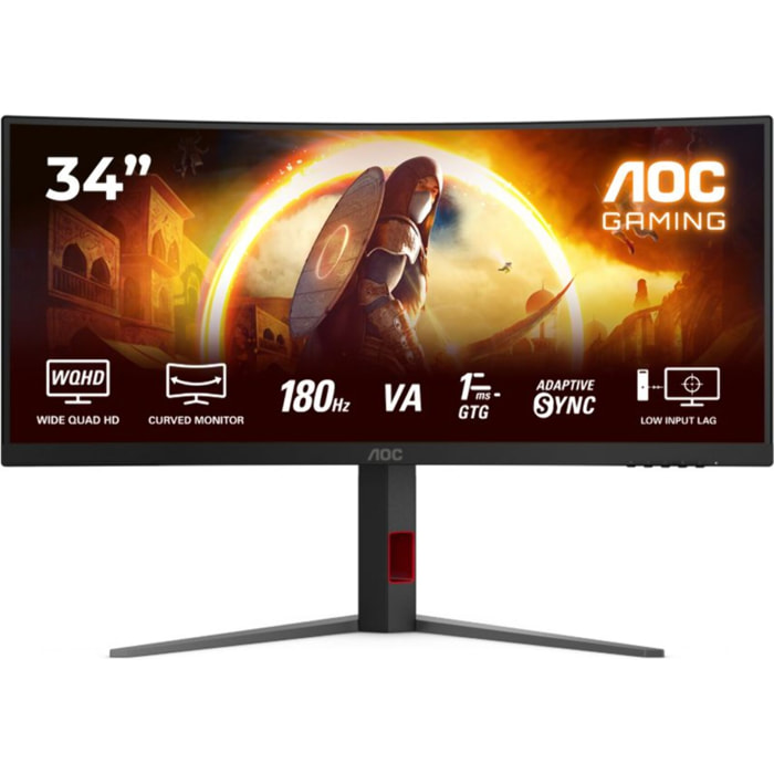 Ecran PC Gamer AOC CU34G4 34" Incurvé 1500R UWQHD 180Hz Fast VA HDR10 Adaptive-Sync