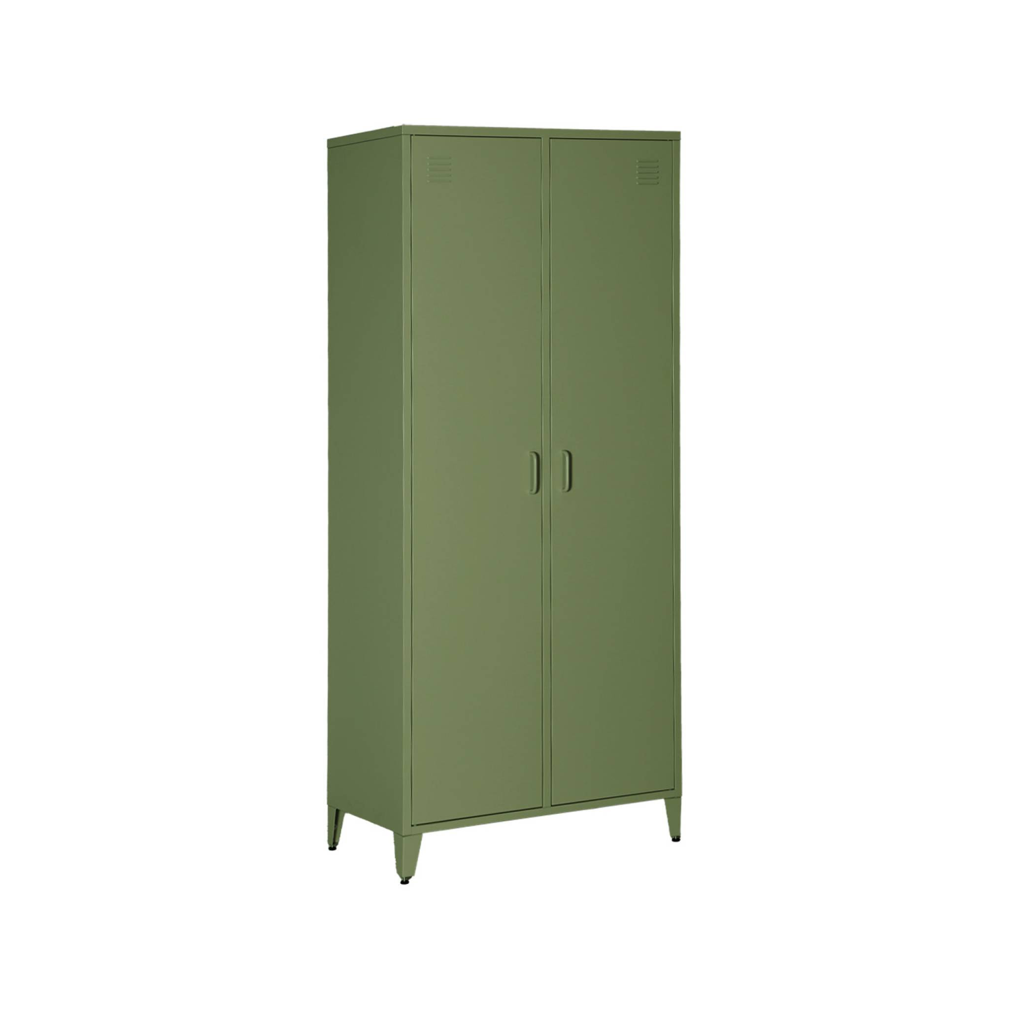 Armoire chambre dressing industriel métal 2 portes, 4 étagères, 1 penderie  SOHO