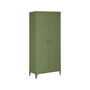 Armoire chambre dressing industriel métal 2 portes, 4 étagères, 1 penderie  SOHO