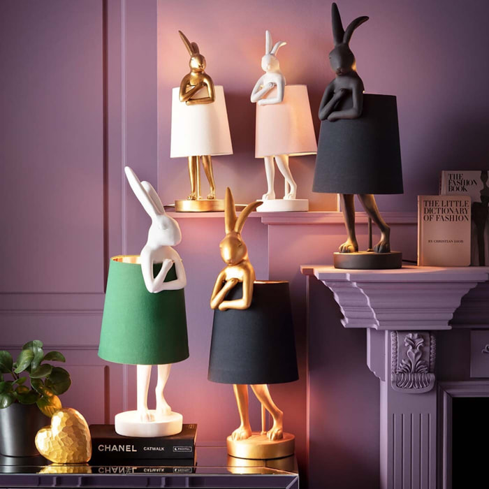 Lampe Animal lapin 50cm dorée et noire Kare Design