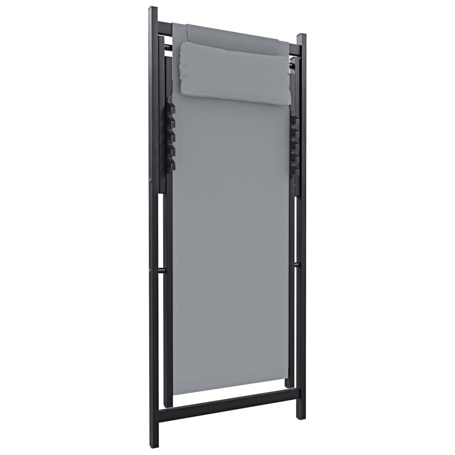Sedia Sdraio Leggera Da Giardino Schienale Regolabile 5 Posizioni Pieghevole Con Cuscino Struttura Nera In Alluminio Portata Massima 160 Kg Grigio