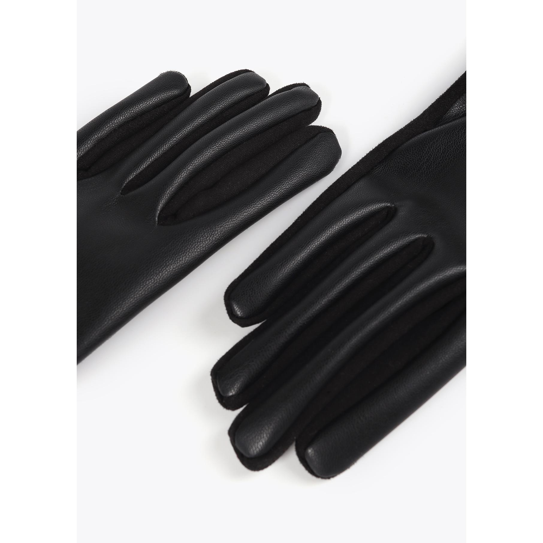 Guanti effetto pelle con bracciale logo ovale