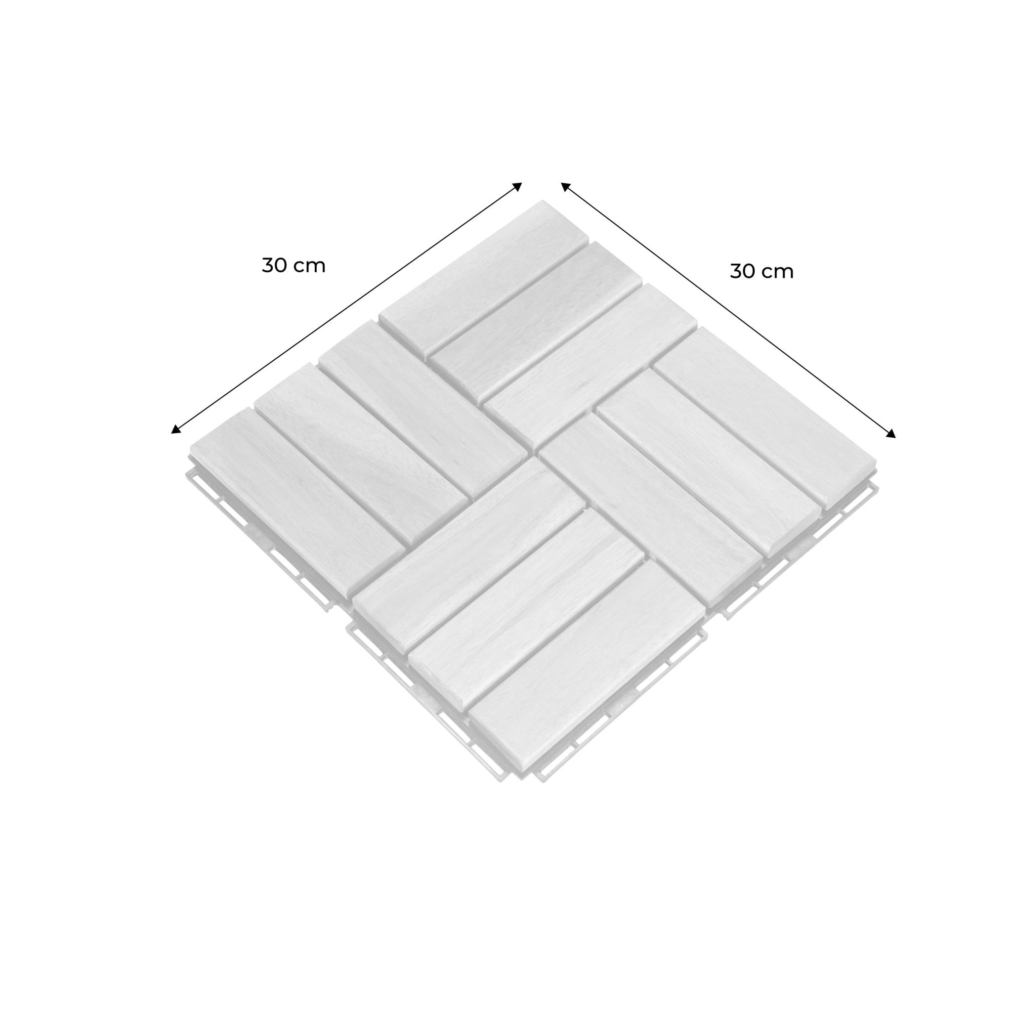 Lot de 10 dalles de terrasses 30x30cm en bois d'acacia. motif carré. clipsables