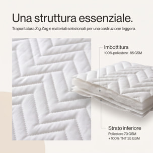 Coprirete Intrecci Trapuntato in Poliestere con Imbottitura 70 GSM e Nastri di Fissaggio