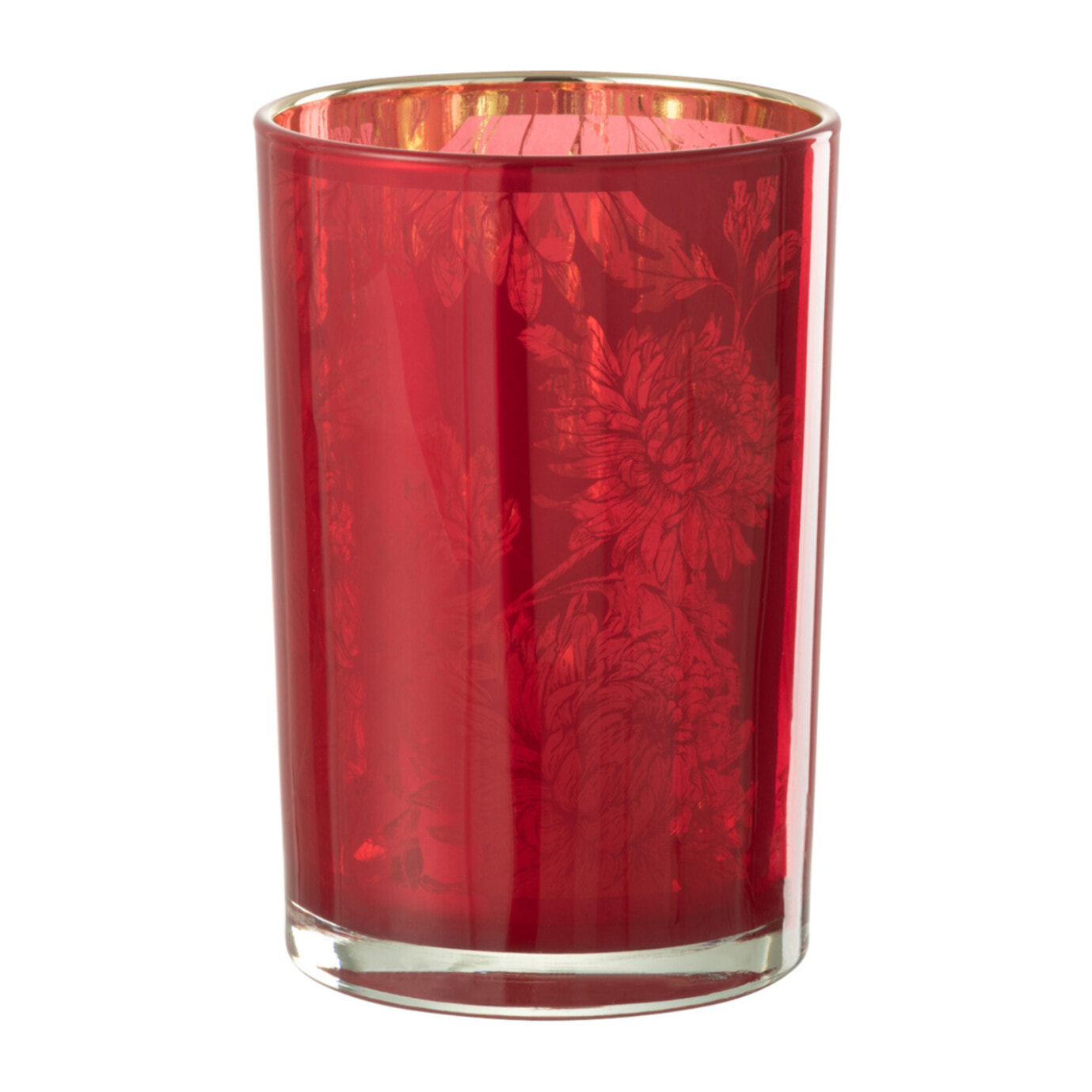 J-Line photophore Fleurs - verre - rouge - large