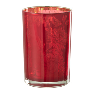 J-Line photophore Fleurs - verre - rouge - large