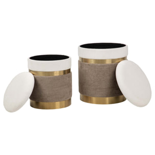 Set 2 Puffs Poliester 36x36x44 31x31x38 Cm