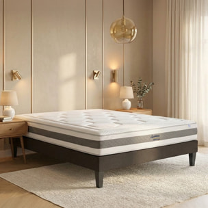 Ensemble Matelas Sublime & Sommier KIT15, 22 cm, Mémoire de Forme, technologie Tri-Lattes, Soutien Mi-Ferme