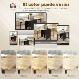 Mesa Plegable de Comedor, Mesa de Cocina Plegable, con Alas Abatibles, 4 Compartimentos, 3 Formas, Hasta 4 Personas, para Salón, Espacio Pequeño, 169x60x75 cm, Natural Oscuro
