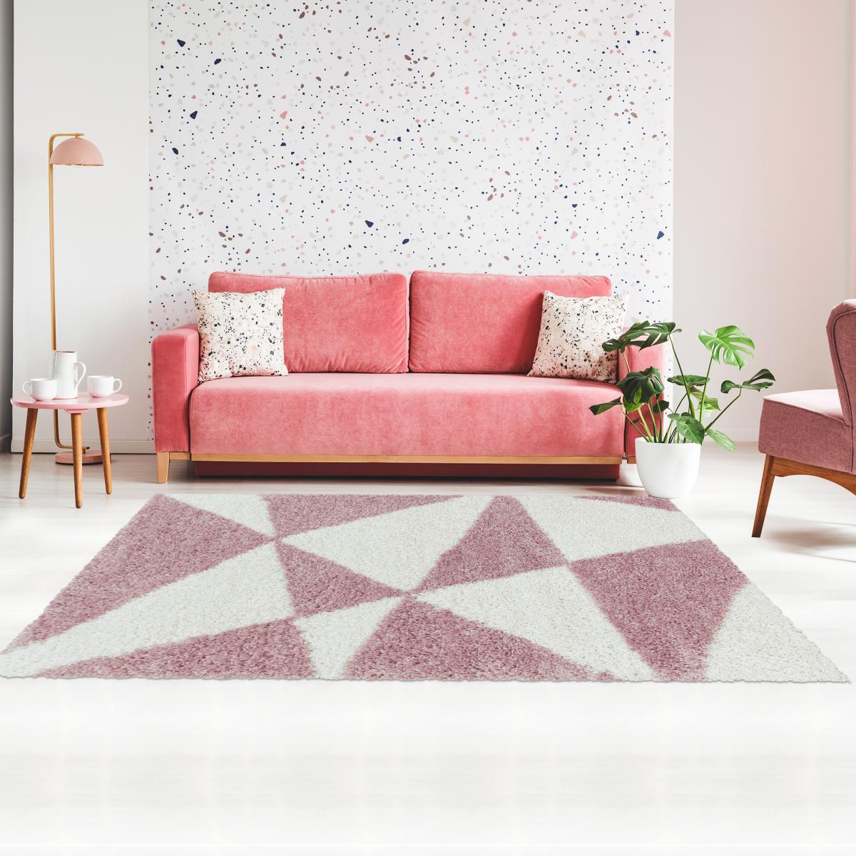 Tapis shaggy tissé motif géométrique MERA